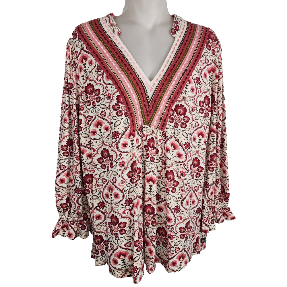 Matilda Jane Womens Heart to Heart Daydream Floral Medallion Top Mixed Print S
